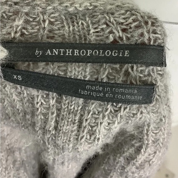 Anthropologie Sz XS Cropped Open Knit Sweater Gray Cotton Polyamide Pullover - Picture 6 of 7